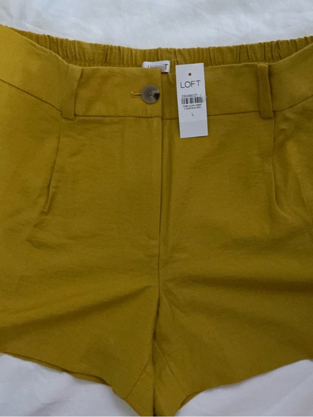 LOFT High-Waist Tailored Shorts in Mustard